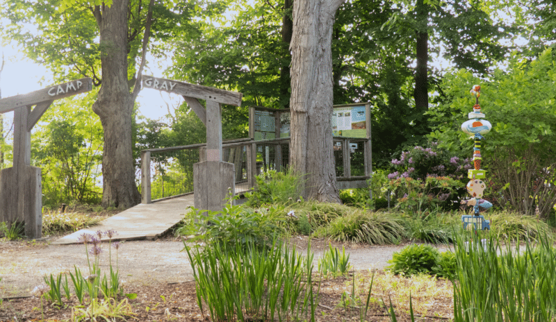 Camp Gray exhibit in the garden